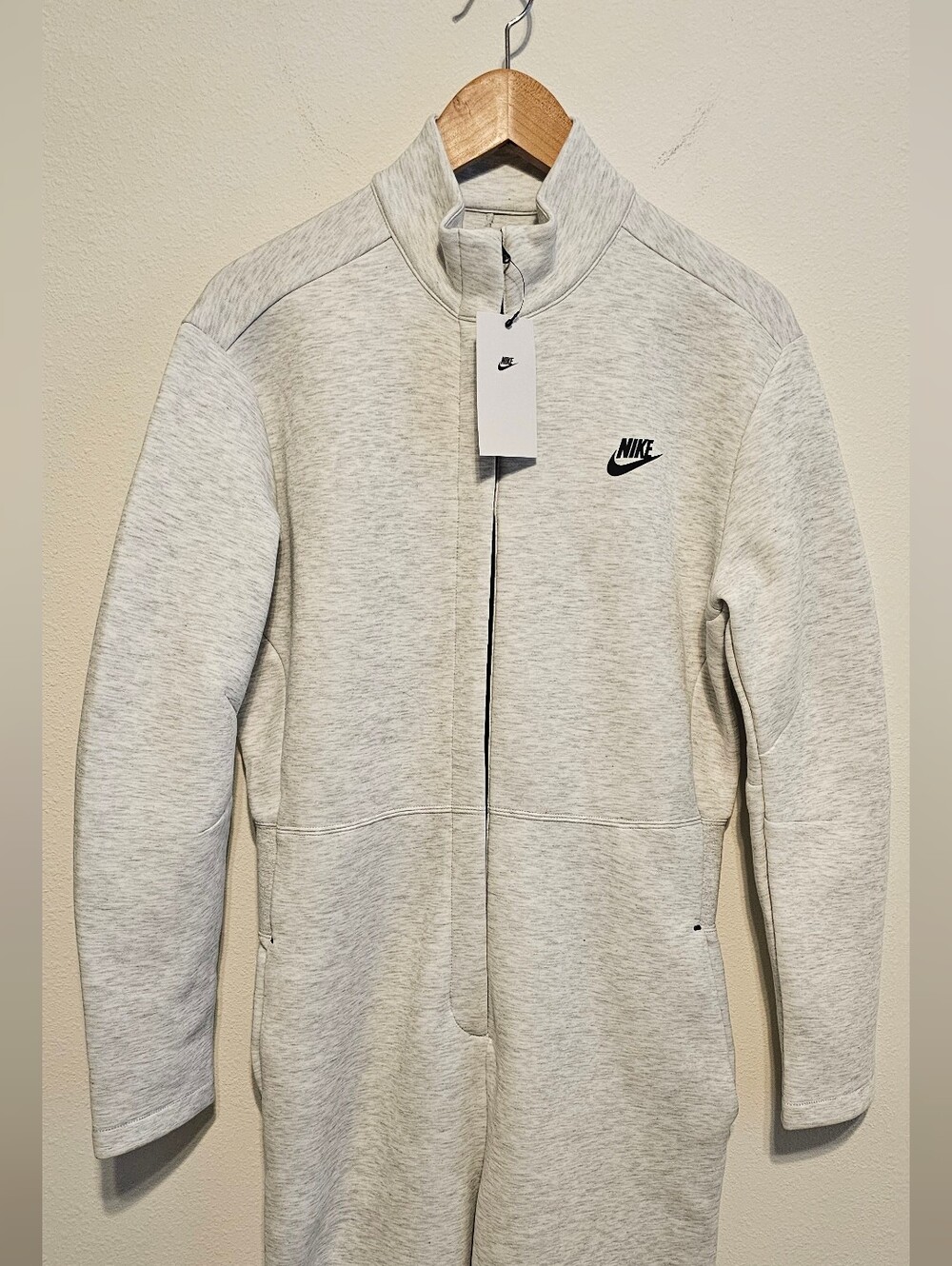 Nike Women's Sportswear Tech Fleece Jumpsuit in Light Gray Medium 8/10 - Picture 4 of 16